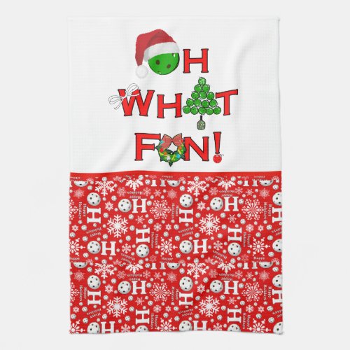 Oh What Fun Christmas Pickleball Kitchen Towel