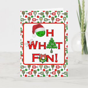 Oh What Fun Christmas Pickleball Party Holiday Card
