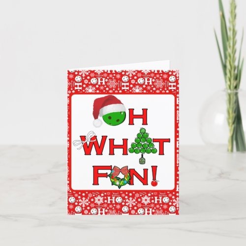 Oh What Fun Christmas Pickleball Party Holiday Card