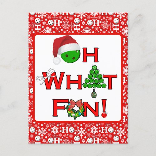 Oh What Fun Christmas Pickleball Party Postcard