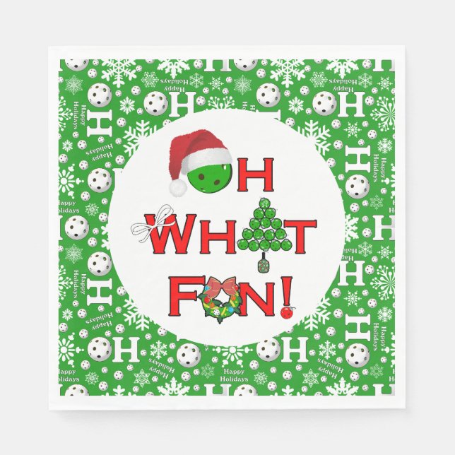 Oh What Fun Christmas Pickleball Party Snowballs Napkins (Front)