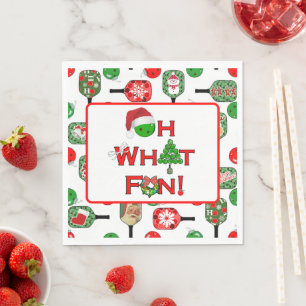 Oh What Fun Christmas Pickleball Red and Green Napkins