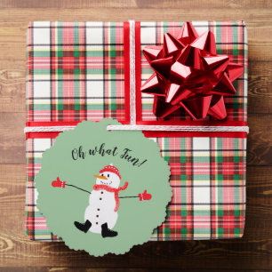 Oh what Fun Christmas Snowman Sage Green Ornament Card