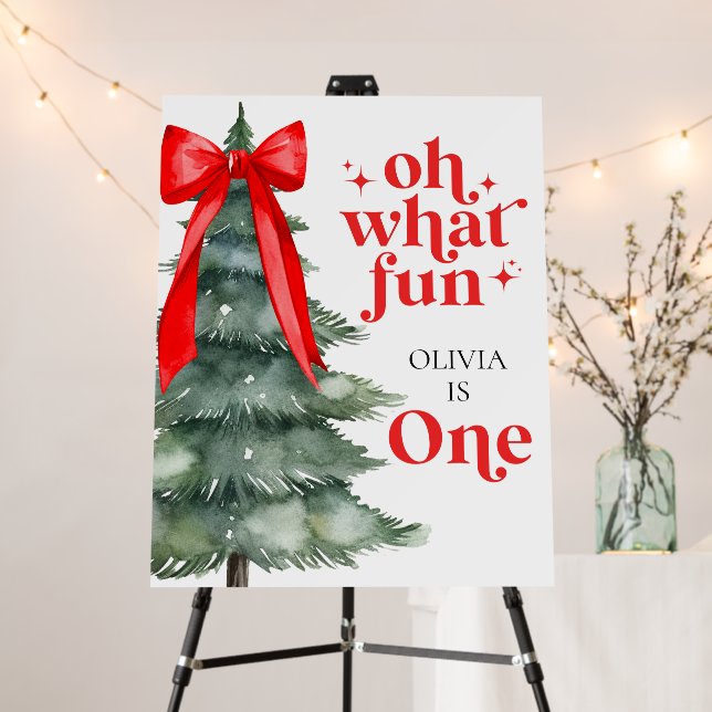 Oh What Fun Christmas Tree 1st Birthday Foam Board (In Situ (Stand))