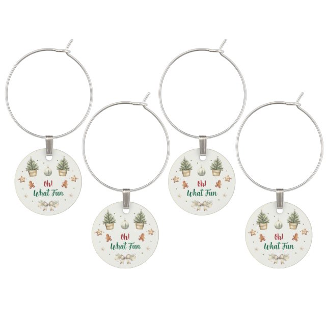 Oh What Fun Christmas Wine Charms (Staggered)