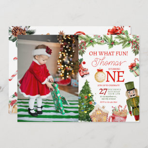 Oh What Fun Christmas Winter First photo Invitation
