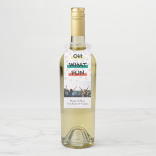 Oh What Fun Color Block Christmas Photo Bottle Hanger Tag