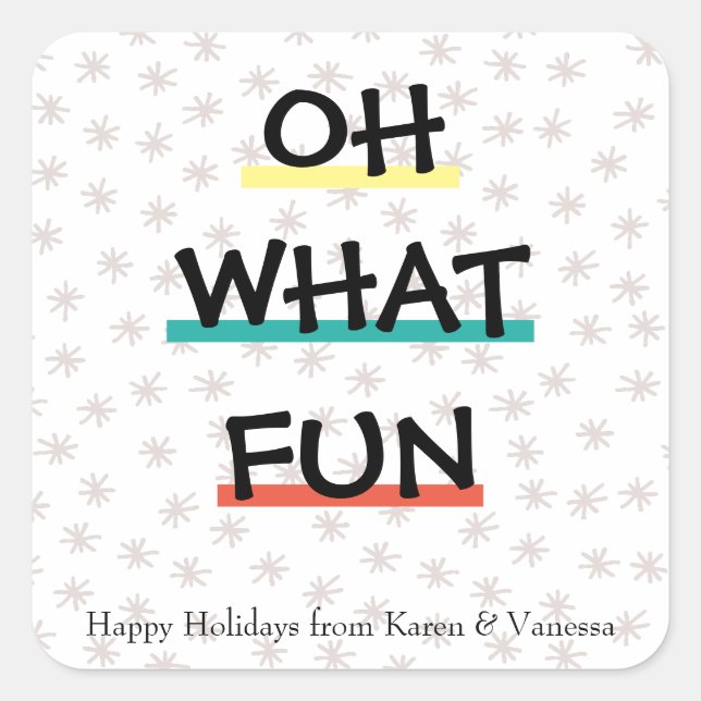 OH WHAT FUN Color Block Holiday Sticker (Front)