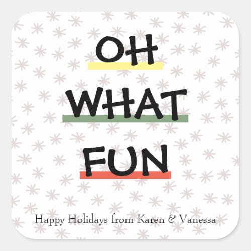 OH WHAT FUN Color Block Holiday Sticker