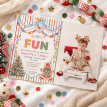 Oh What Fun Colorful Christmas Birthday Photo
