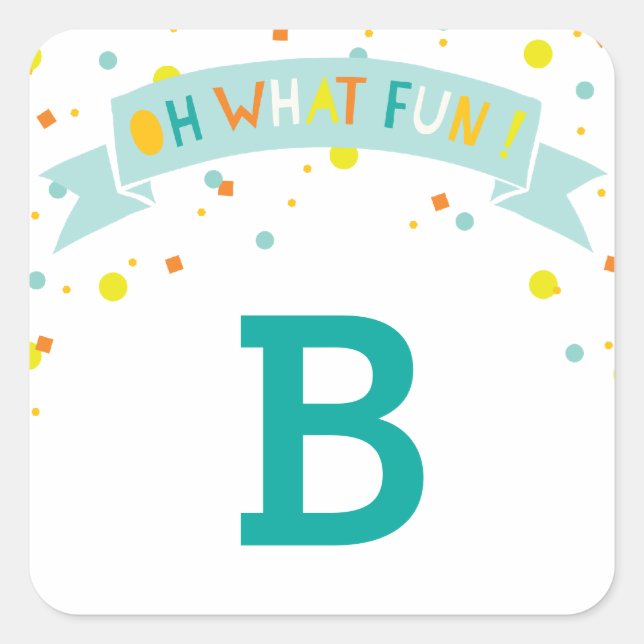 Oh What Fun Colorful Confetti Boy Birthday Sticker (Front)