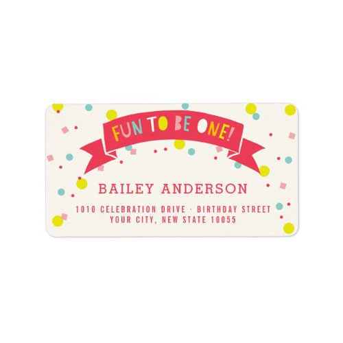 Oh What Fun Colorful Confetti Girl 1st Birthday Label