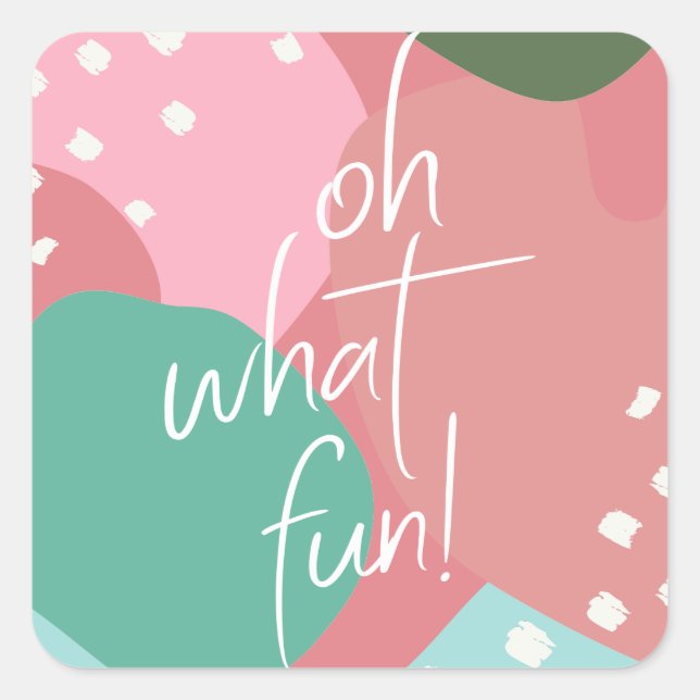 Oh What Fun Colorful Mod Abstract Christmas Square Sticker (Front)