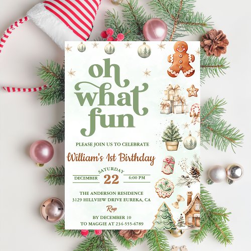 Oh What Fun Cookies Christmas Birthday Party Invitation