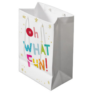 OH WHAT FUN cute modern colorful typography Medium Gift Bag