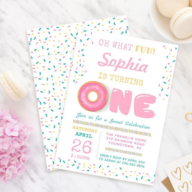 Oh What Fun Donut First Birthday Party Invitation (Creator Uploaded)