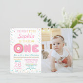 Oh What Fun Donut First Birthday Photo Invitation (Standing Front)
