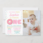 Oh What Fun Donut First Birthday Photo Invitation (Front)