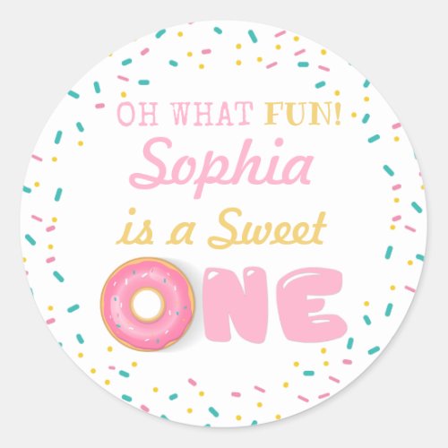 Oh What Fun Donuts First Birthday Party Classic Round Sticker