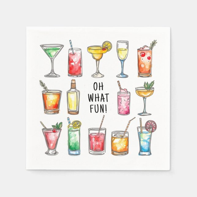 Oh What Fun Drink Doodles Christmas Cocktail Napkins (Front)