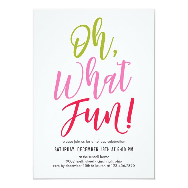 Oh What Fun EDITABLE COLOR Party Invitation