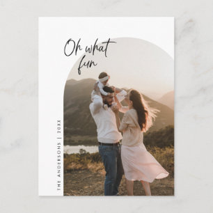 Oh What Fun, Family Photo, Arch Frame Greeting Postcard