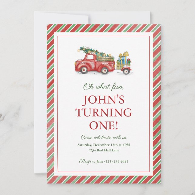 Oh What Fun! First Birthday Invitation (Front)