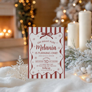 Oh What Fun First Birthday Invite Red