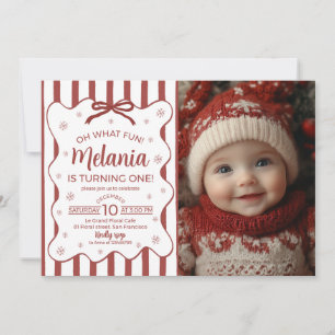 Oh What Fun First Birthday Photo Invite