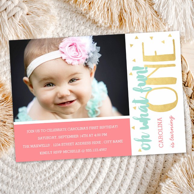 Oh What Fun First Birthday Photo Party Invitation (Creator Uploaded)
