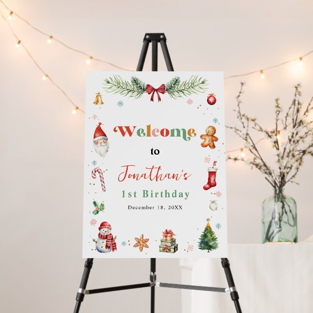 Oh What Fun First Christmas Birthday Welcome Sign (In Situ (Stand))