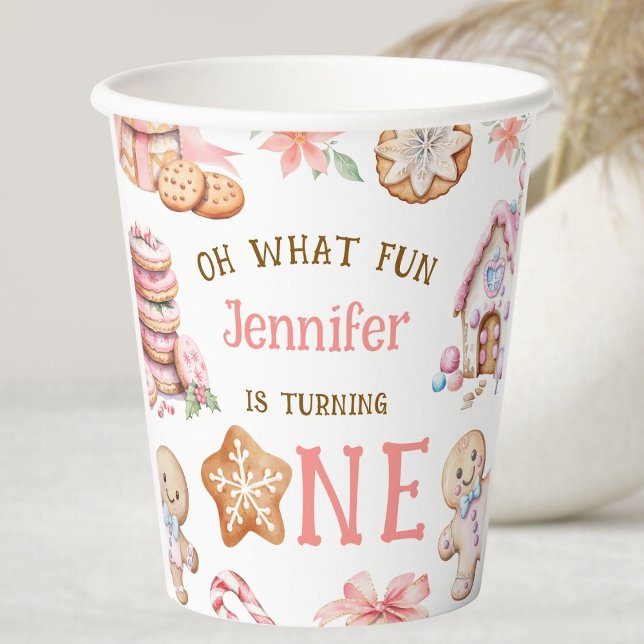Oh What Fun Gingerbread 1st Birthday Paper Cups (Creator Uploaded)