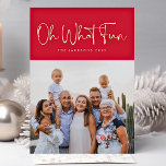Oh What Fun GOLD Pressed Christmas Red Photo Foil Holiday Card<br><div class="desc">Oh What Fun GOLD Pressed Christmas Red Photo Foil Holiday Card. Funky script lettering with a soft floral backer. A holiday card with a general message to suit every customer!</div>