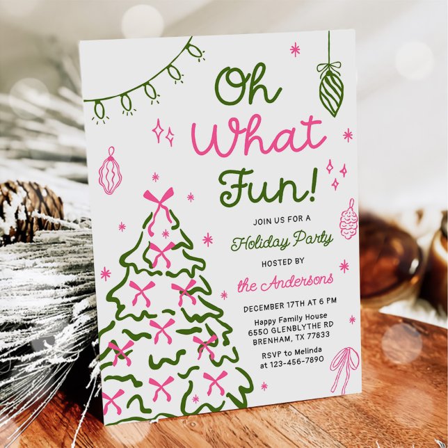 Oh What Fun Hand Drawn Christmas Holiday Party Invitation (Creator Uploaded)