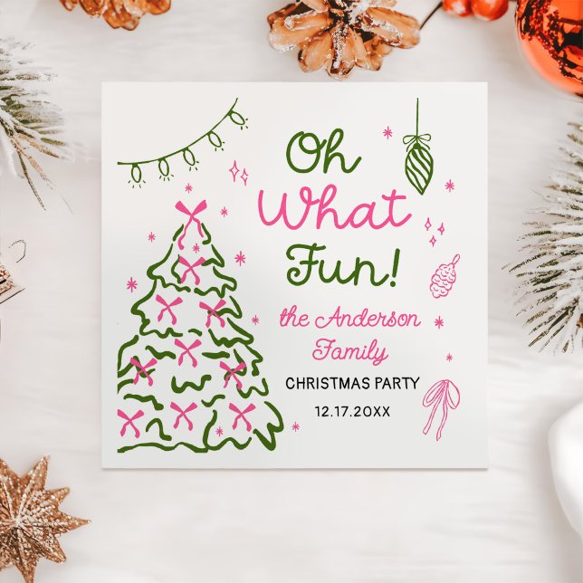 Oh What Fun Hand Drawn Christmas Holiday Party Napkins (Creator Uploaded)