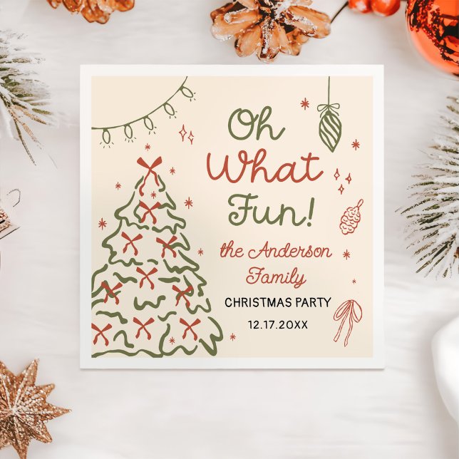 Oh What Fun Hand Drawn Christmas Holiday Party Napkins (Creator Uploaded)