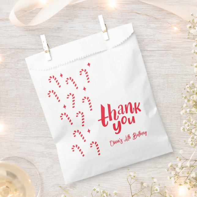 Oh What fun Holiday Candy Cane Birthday Favor Bag (Clipped)