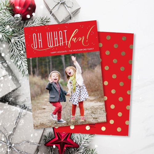 Oh What Fun Holiday Faux Foil Christmas Card