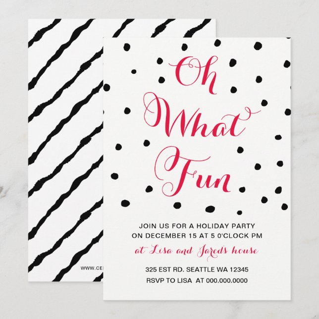 Oh what Fun holiday Party invitations (Front/Back)