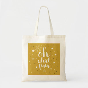 Oh What Fun Holiday Pattern Happy Holiday Picture Tote Bag