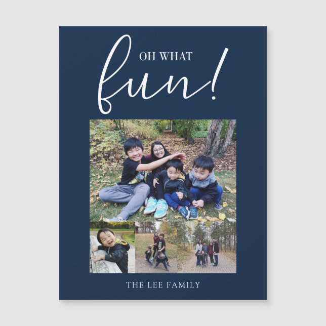 Oh What Fun Holiday Photo Modern Blue Christmas (Front)