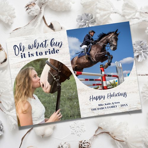 Oh What Fun Horse Rider Christmas Photo Card