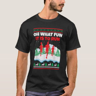 Oh What Fun Is It To Run Jogging Christmas Running T-Shirt