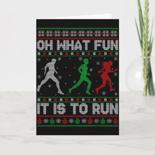 Oh What Fun Is It To Run Ugly Christmas Sweater Ru Card
