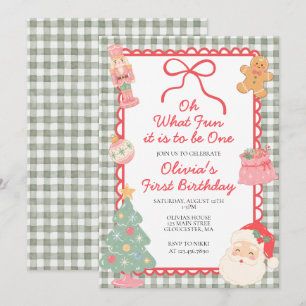 Oh What Fun it is to be One Christmas 1st birthday Invitation