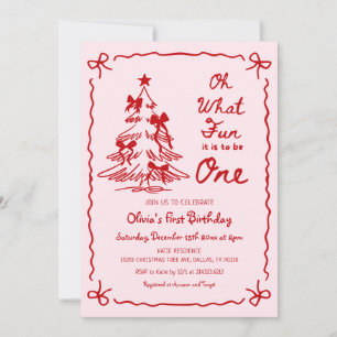 Oh What Fun It Is To Be One Christmas 1st Birthday Invitation