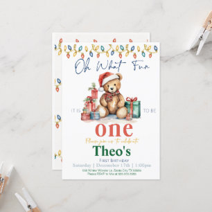 Oh What Fun it is to be One Teddy Bear Invitation