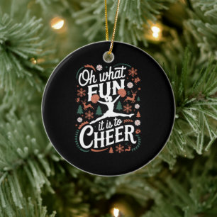 Oh What Fun It Is To Cheer Ugly Cheerleading Xmas Ceramic Ornament