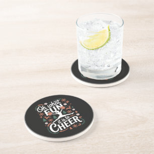 Oh What Fun It Is To Cheer Ugly Cheerleading Xmas Coaster