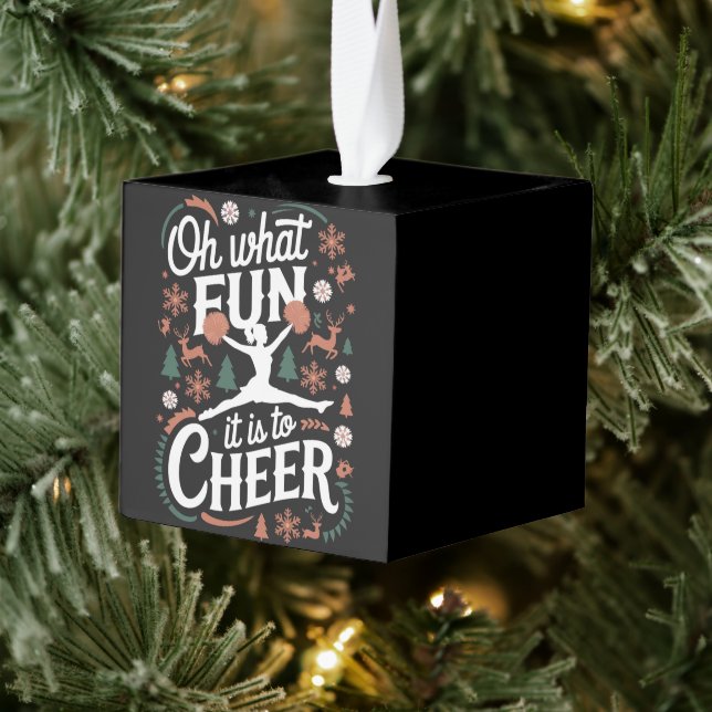Oh What Fun It Is To Cheer Ugly Cheerleading Xmas Cube Ornament (Tree)